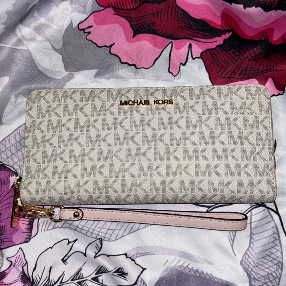NWT Michael Kors Jet Set Travel Large Continental Wallet Powder Blush